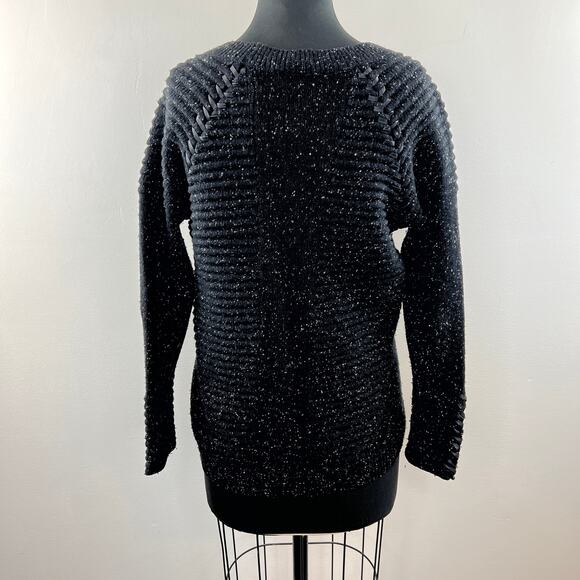 GENERATION LOVE Black Wool Blend Eleanor Whip Stitch Long Sleeve Sweater Size S - Picture 6 of 9